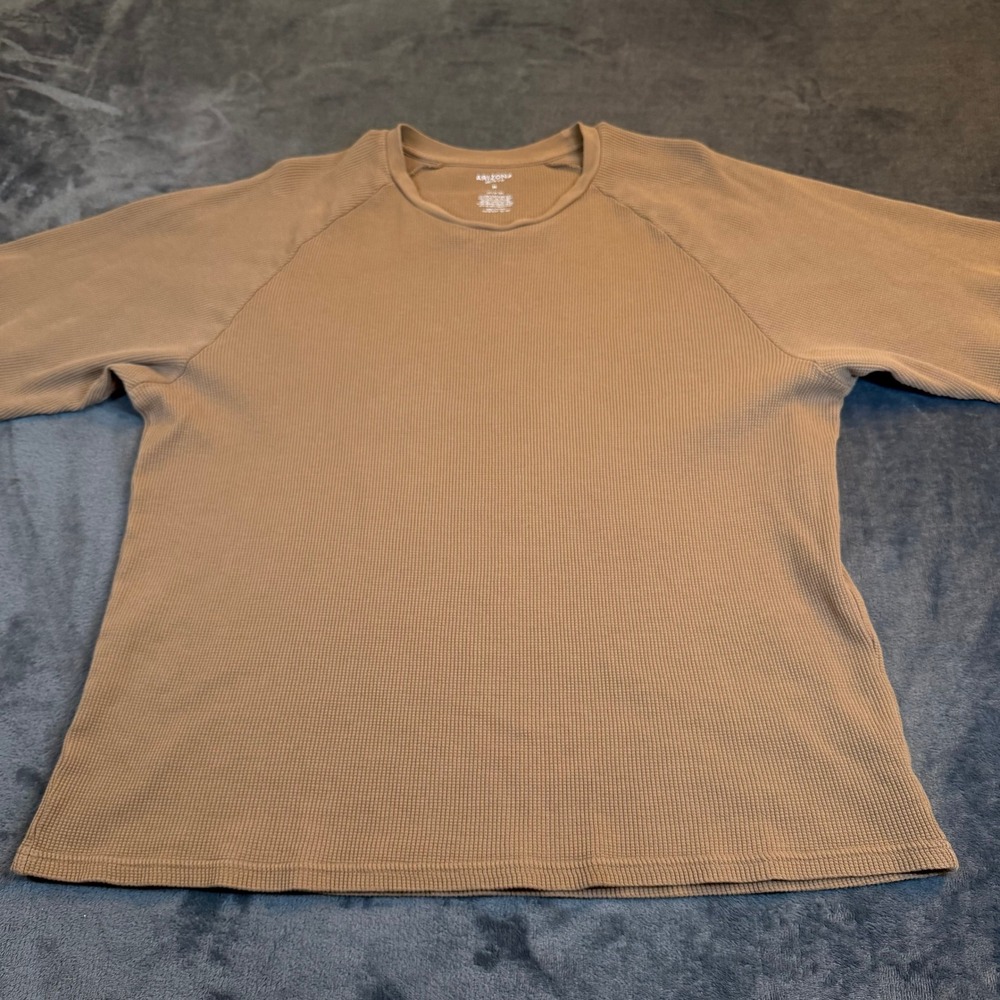 Arizona Jean‎ Co Thermal T-Shirt Tan Baggy Waffle Knit Short Sleeve Mens Medium